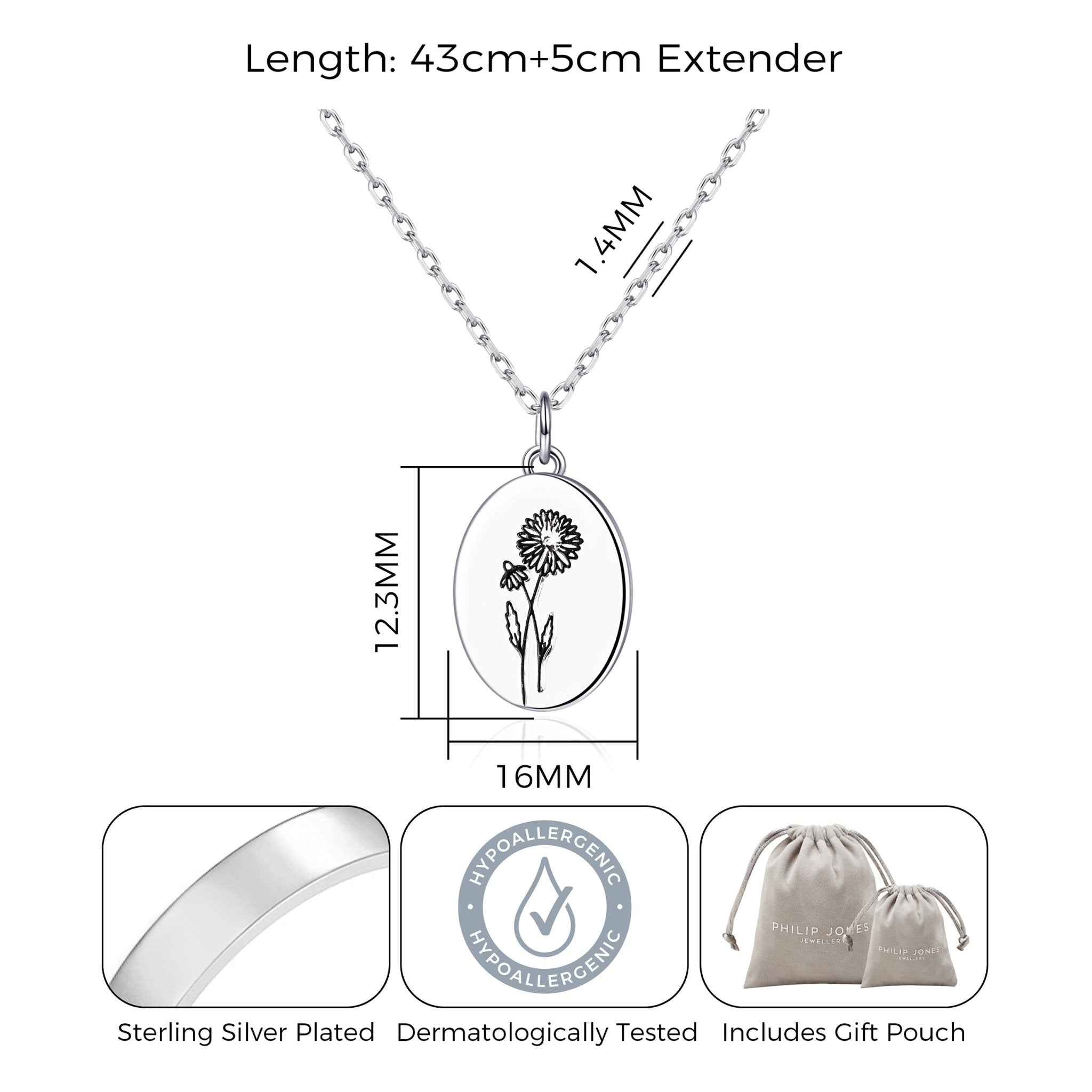 April Birth Flower Daisy Necklace with Card