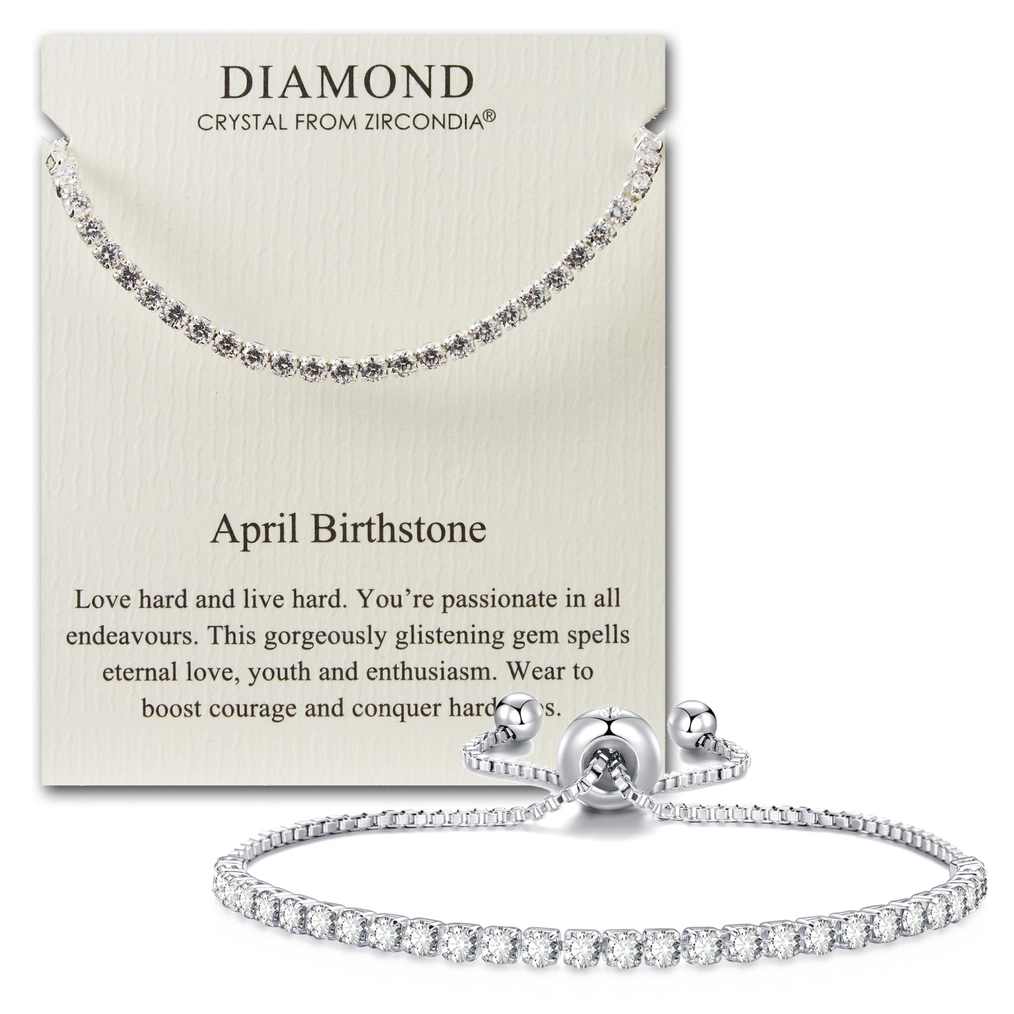 April Birthstone Friendship Slider Bracelet with Diamond Zircondia® Crystals