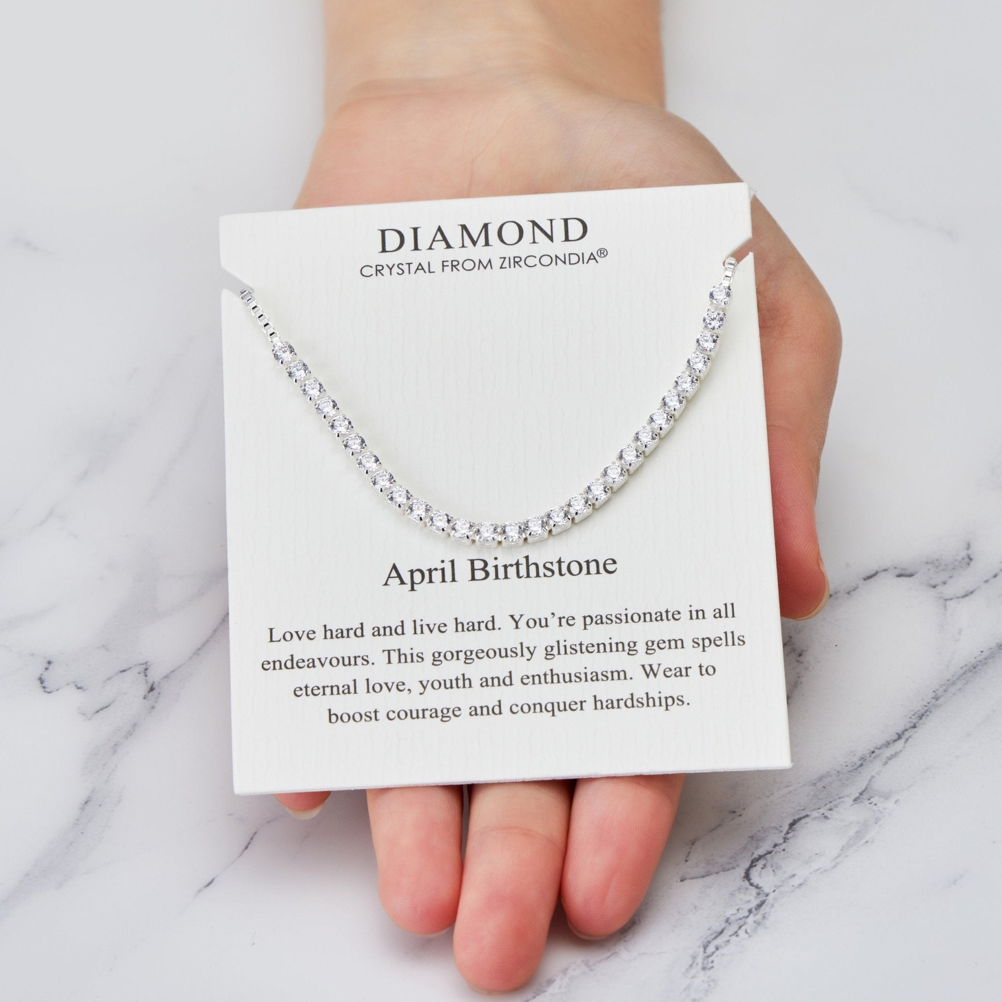April Birthstone Friendship Slider Bracelet with Diamond Zircondia® Crystals