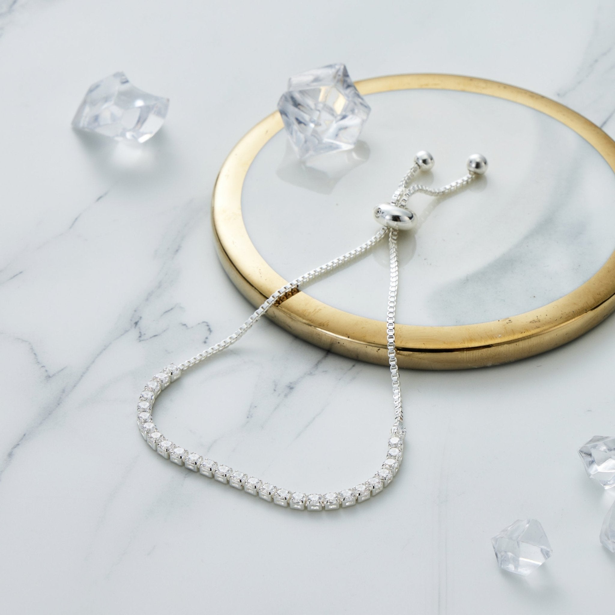 April Birthstone Friendship Slider Bracelet with Diamond Zircondia® Crystals