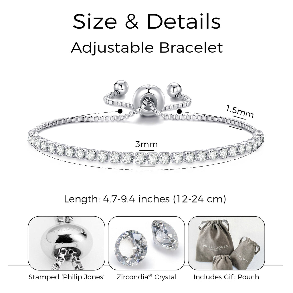 April Birthstone Friendship Slider Bracelet with Diamond Zircondia® Crystals