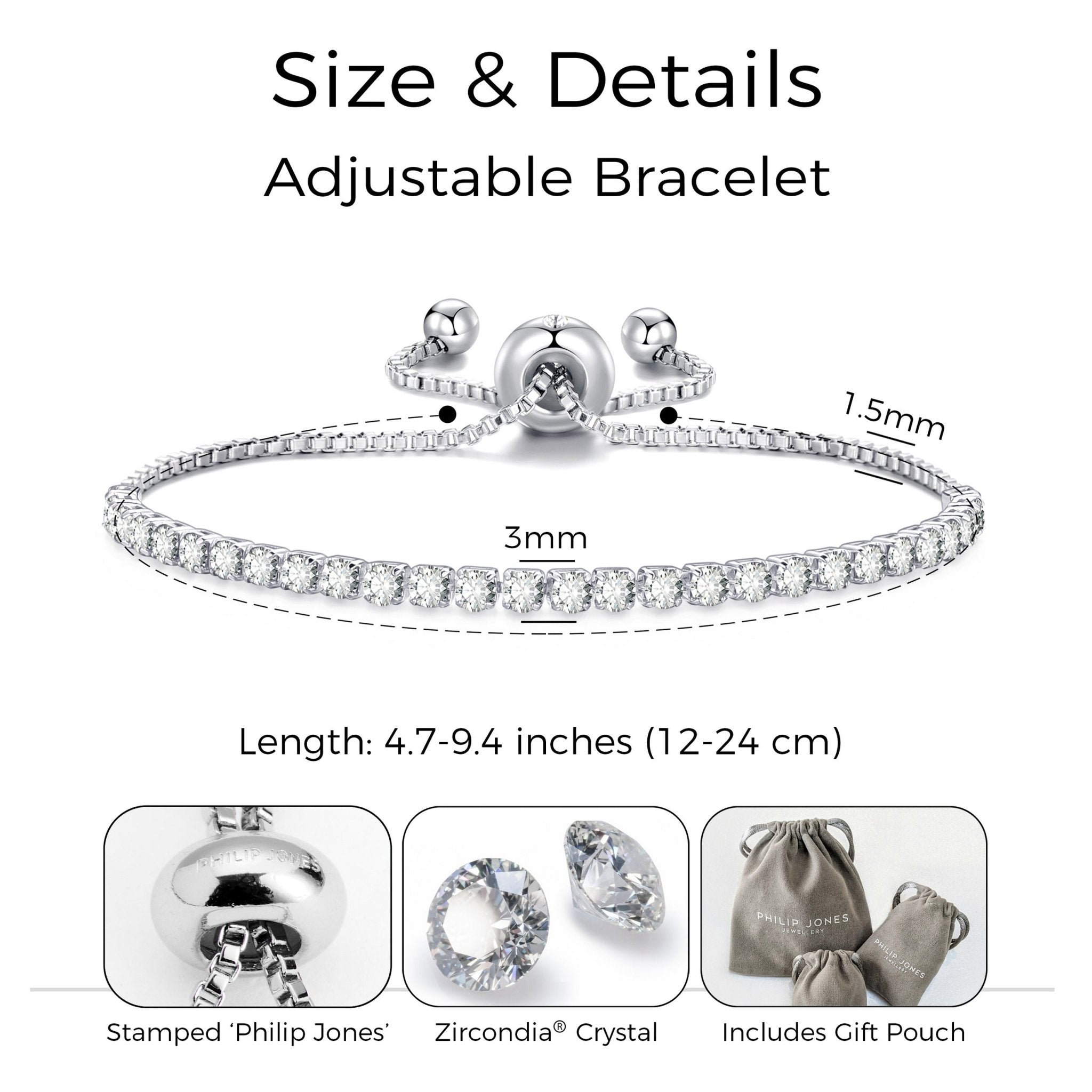 April Birthstone Friendship Slider Bracelet with Diamond Zircondia® Crystals