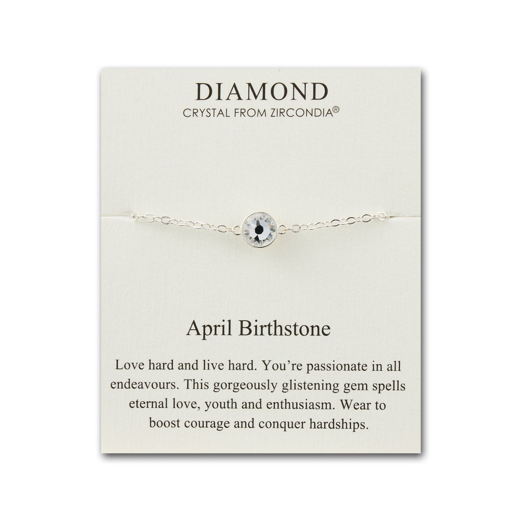 April (Diamond) Birthstone Anklet Created with Zircondia® Crystals