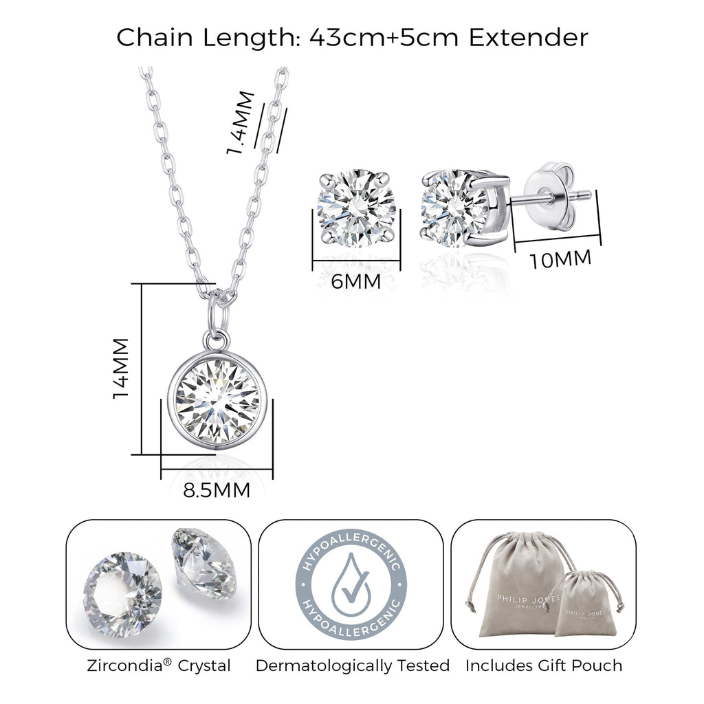 April (Diamond) Birthstone Necklace & Earrings Set Created with Zircondia® Crystals