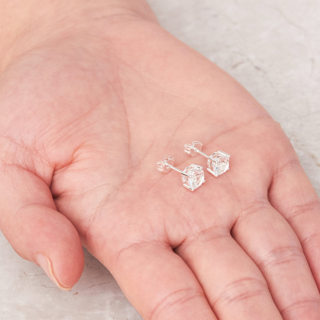 April (Diamond) Birthstone Earrings Created with Zircondia® Crystals