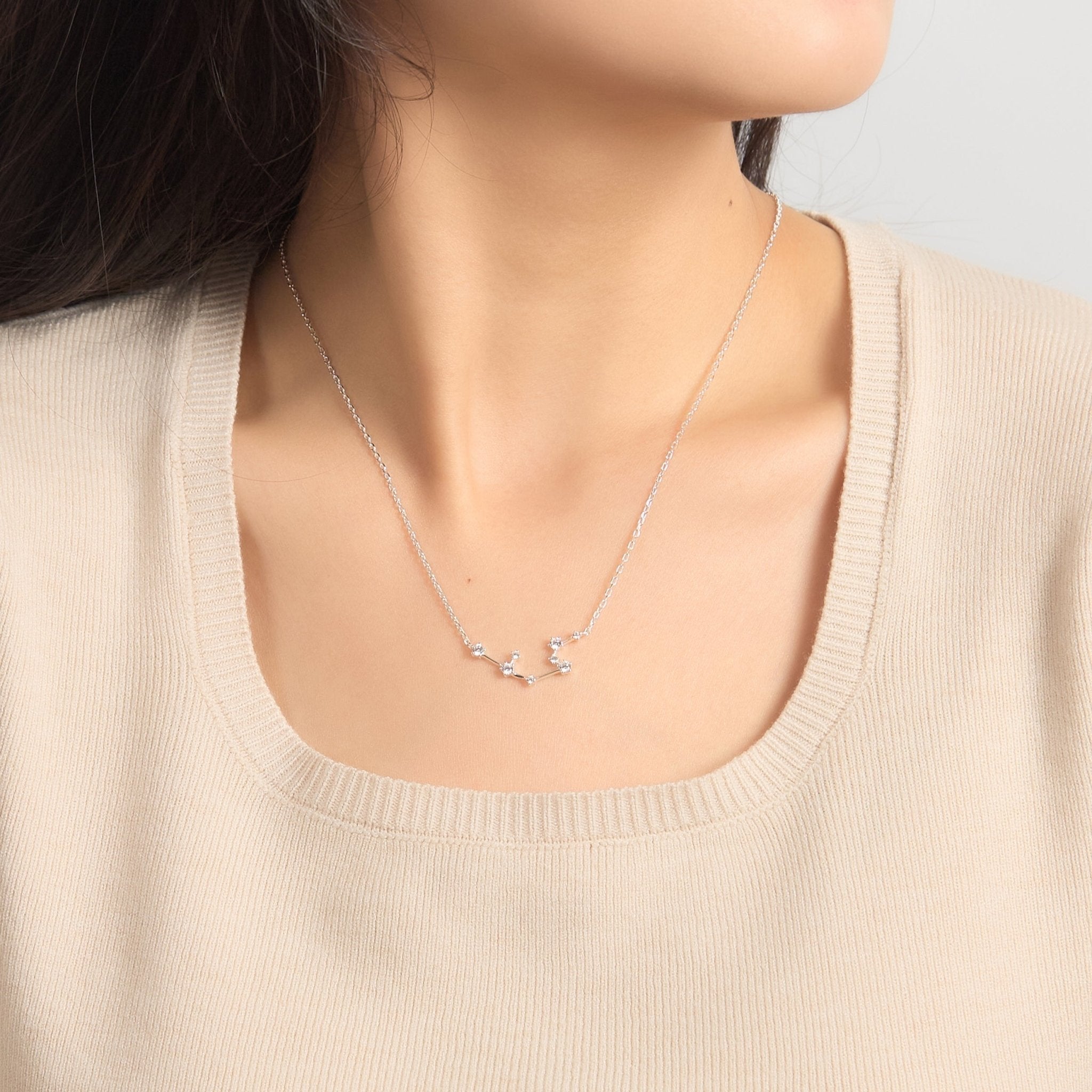 Aquarius Star Sign Zodiac Constellation Necklace and Quote Card with Zircondia® Crystals
