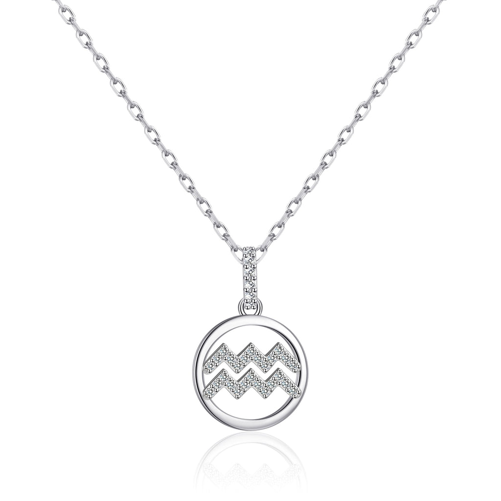 Aquarius Star Sign Zodiac Necklace and Quote Card with Zircondia® Crystals