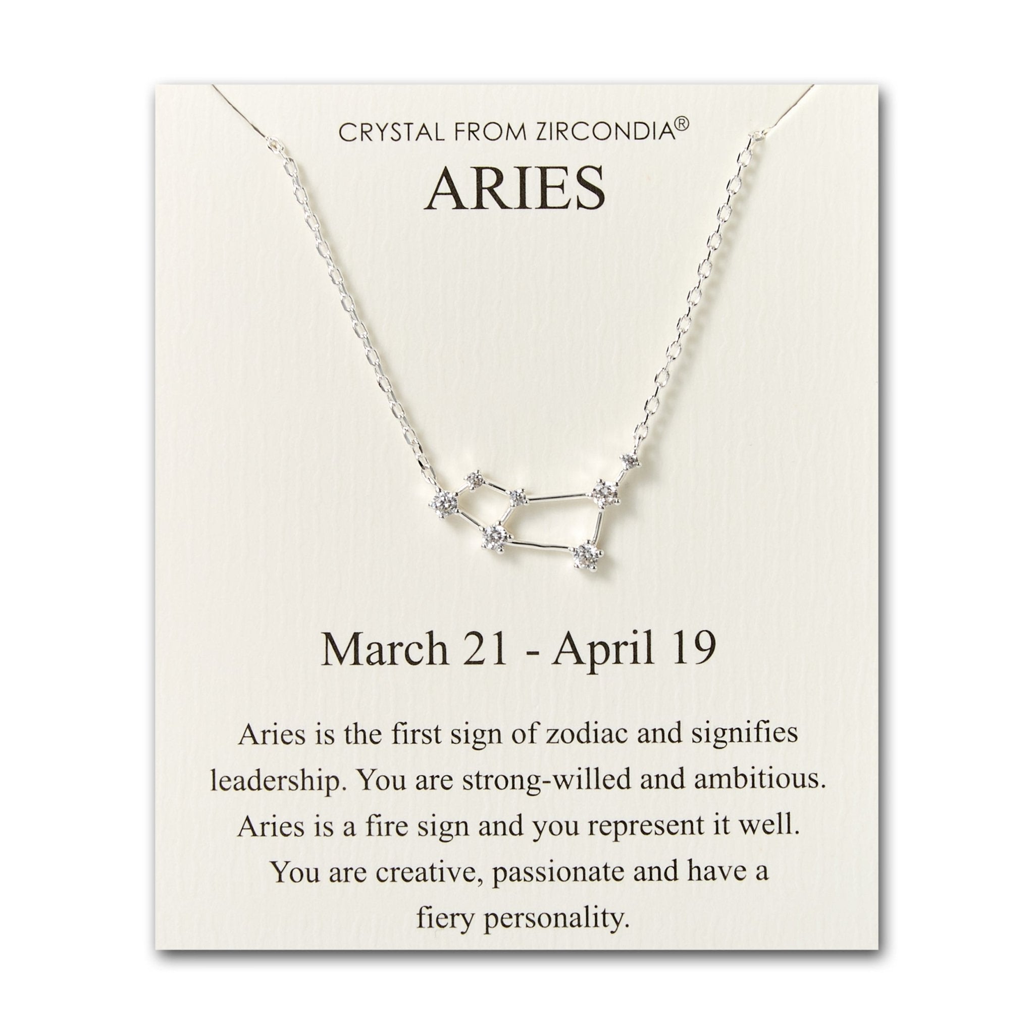 Aries Star Sign Zodiac Constellation Necklace and Quote Card with Zircondia® Crystals