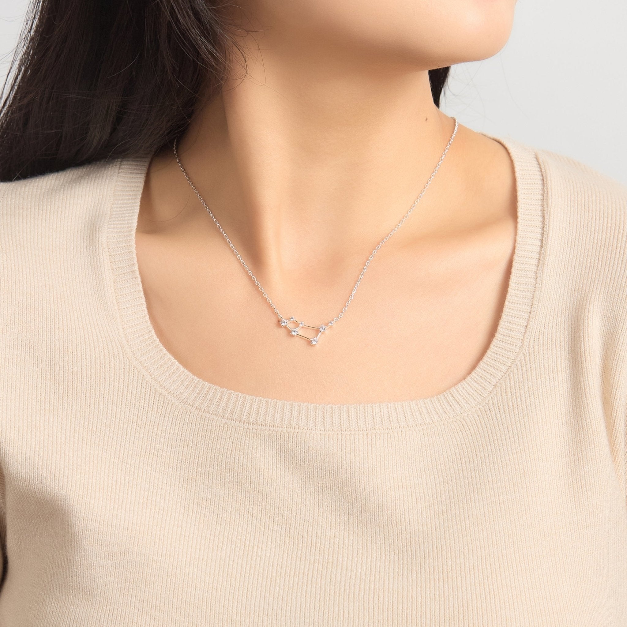 Aries Star Sign Zodiac Constellation Necklace with Zircondia® Crystals