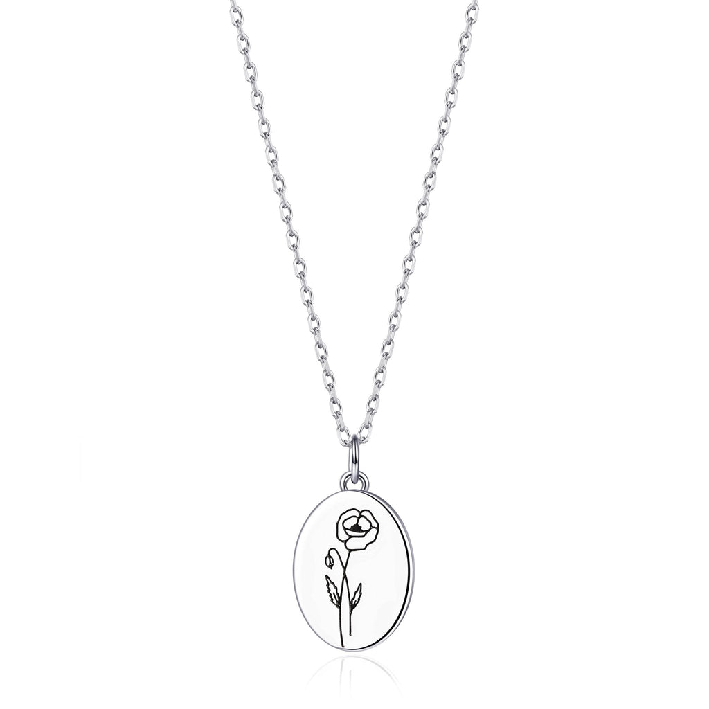 August Birth Flower Poppy Necklace with Card