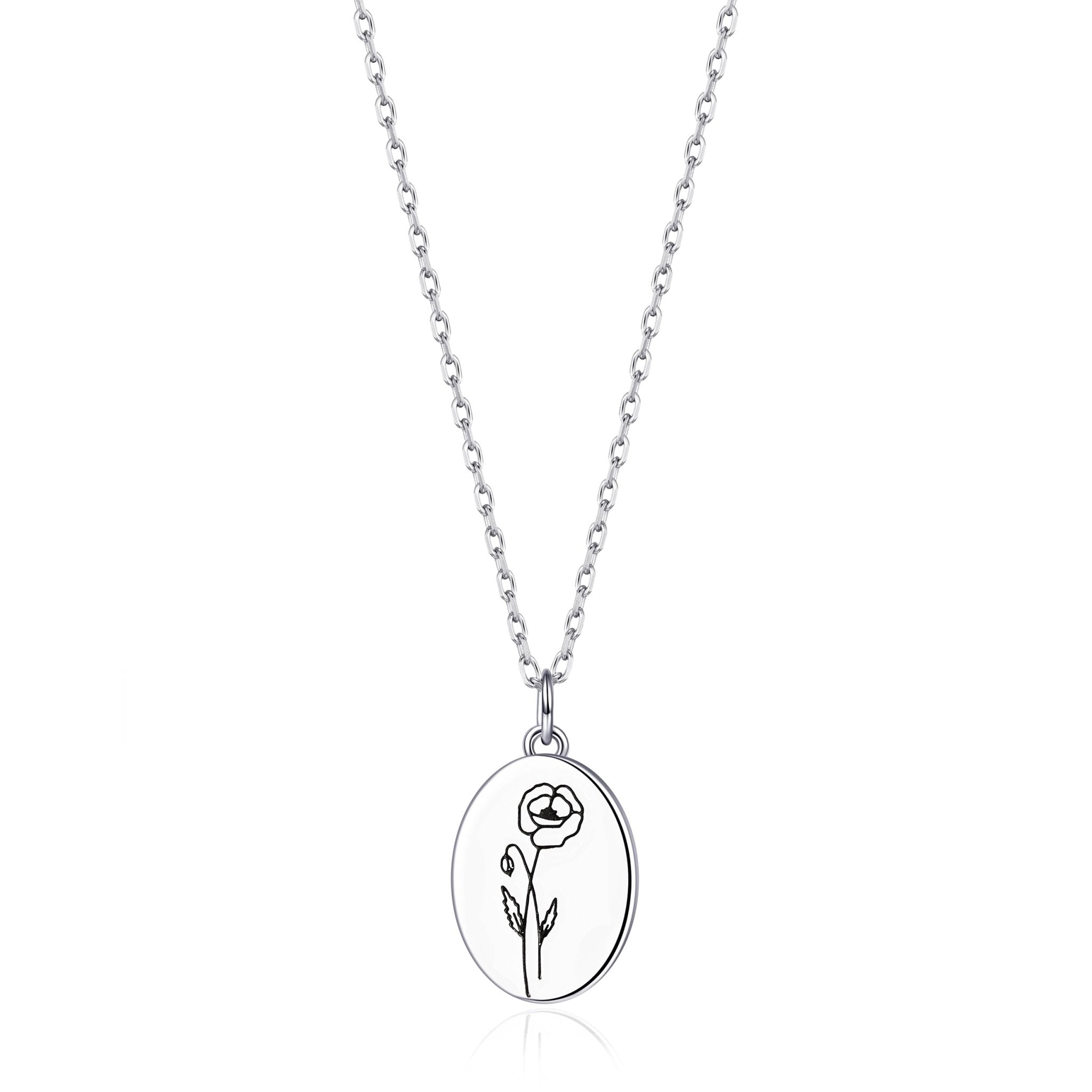 August Birth Flower Poppy Necklace with Card