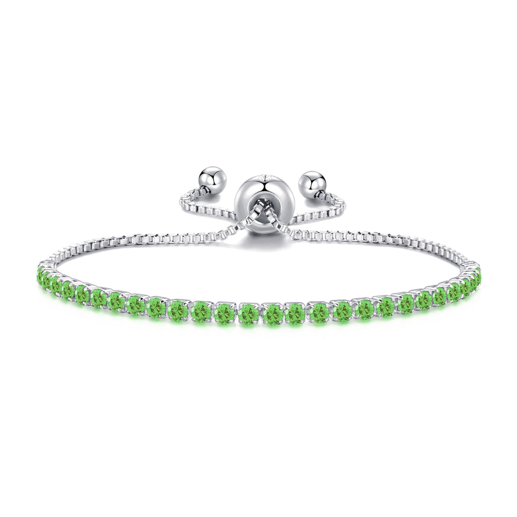 August Birthstone Friendship Slider Bracelet with Peridot Zircondia® Crystals