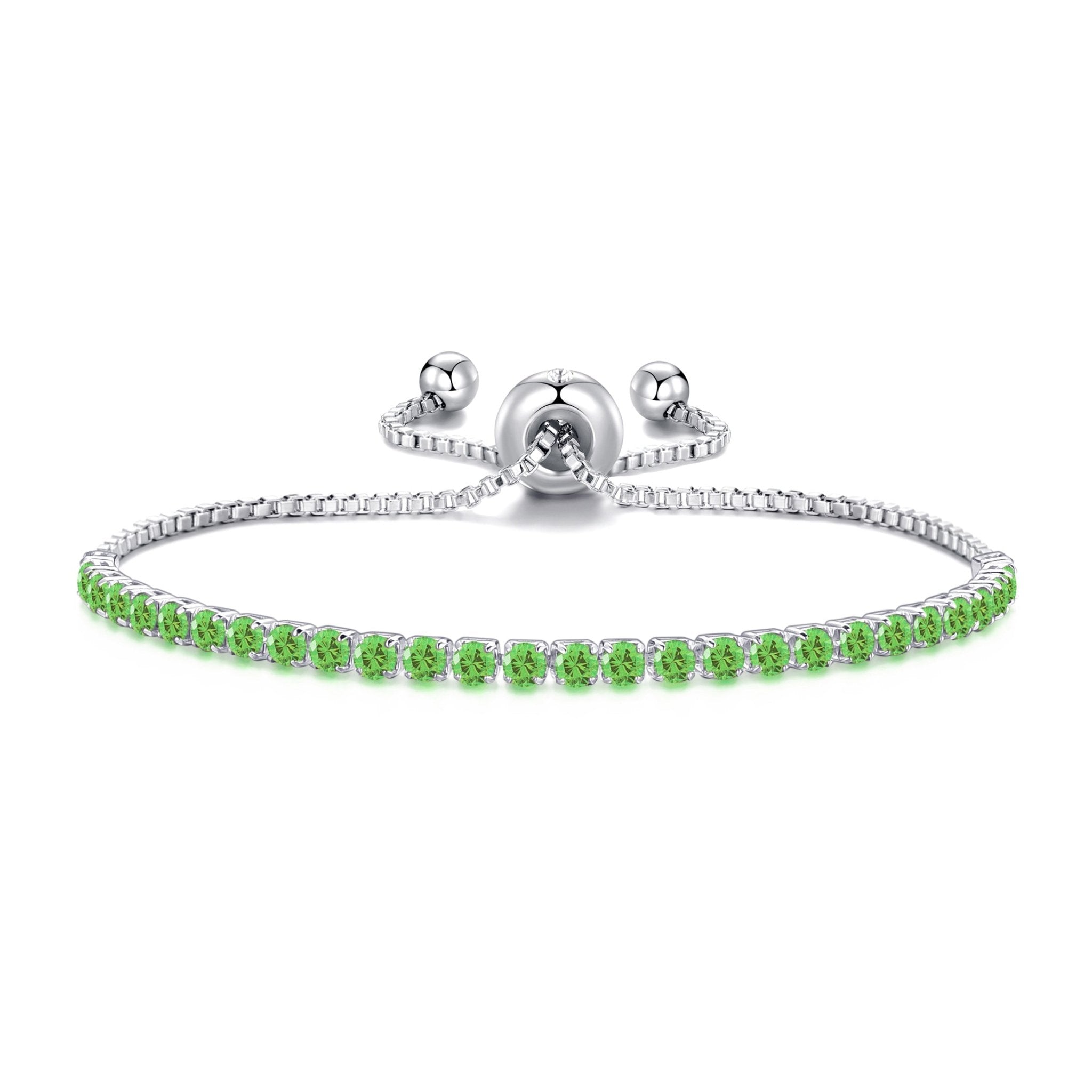 August Birthstone Friendship Slider Bracelet with Peridot Zircondia® Crystals