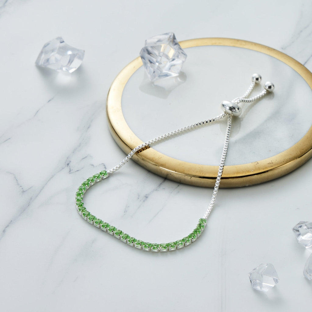 August Birthstone Friendship Slider Bracelet with Peridot Zircondia® Crystals