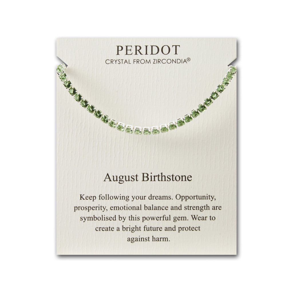 August Birthstone Friendship Slider Bracelet with Peridot Zircondia® Crystals