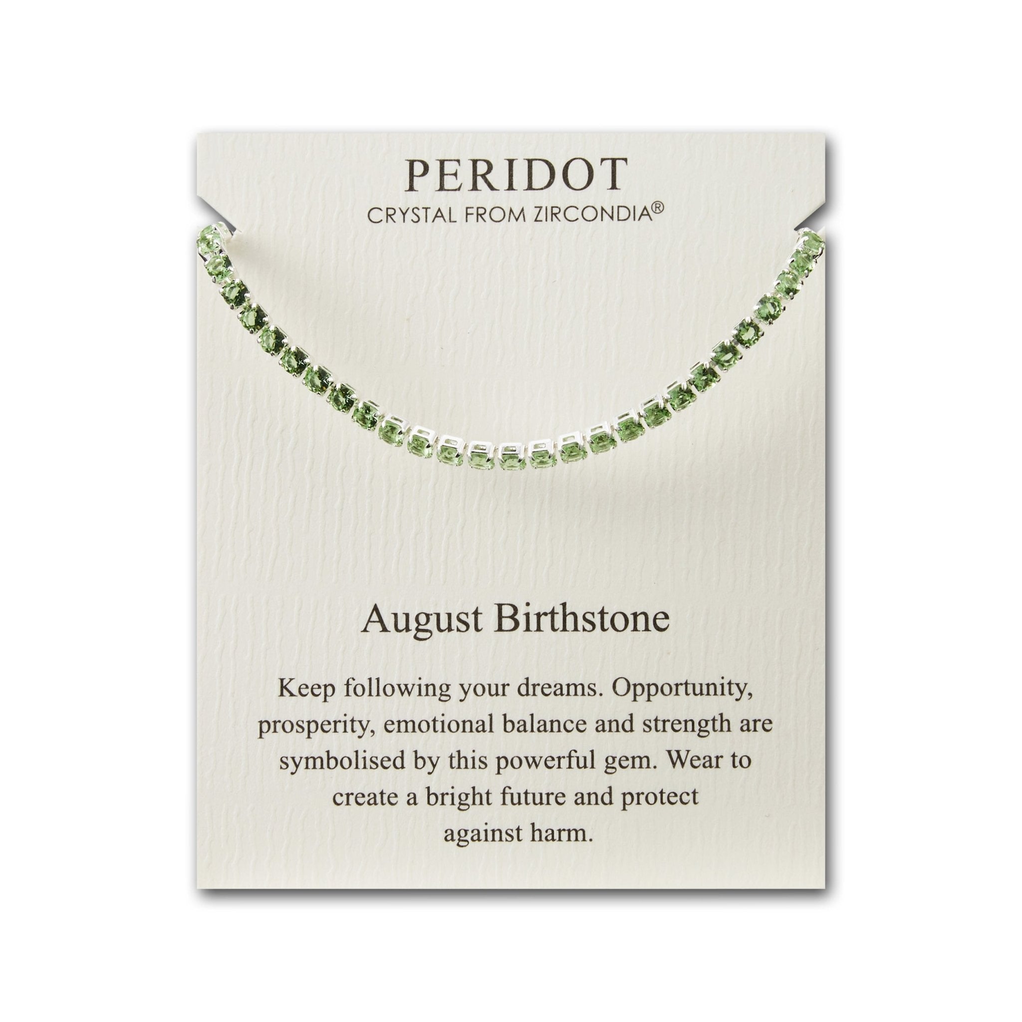 August Birthstone Friendship Slider Bracelet with Peridot Zircondia® Crystals