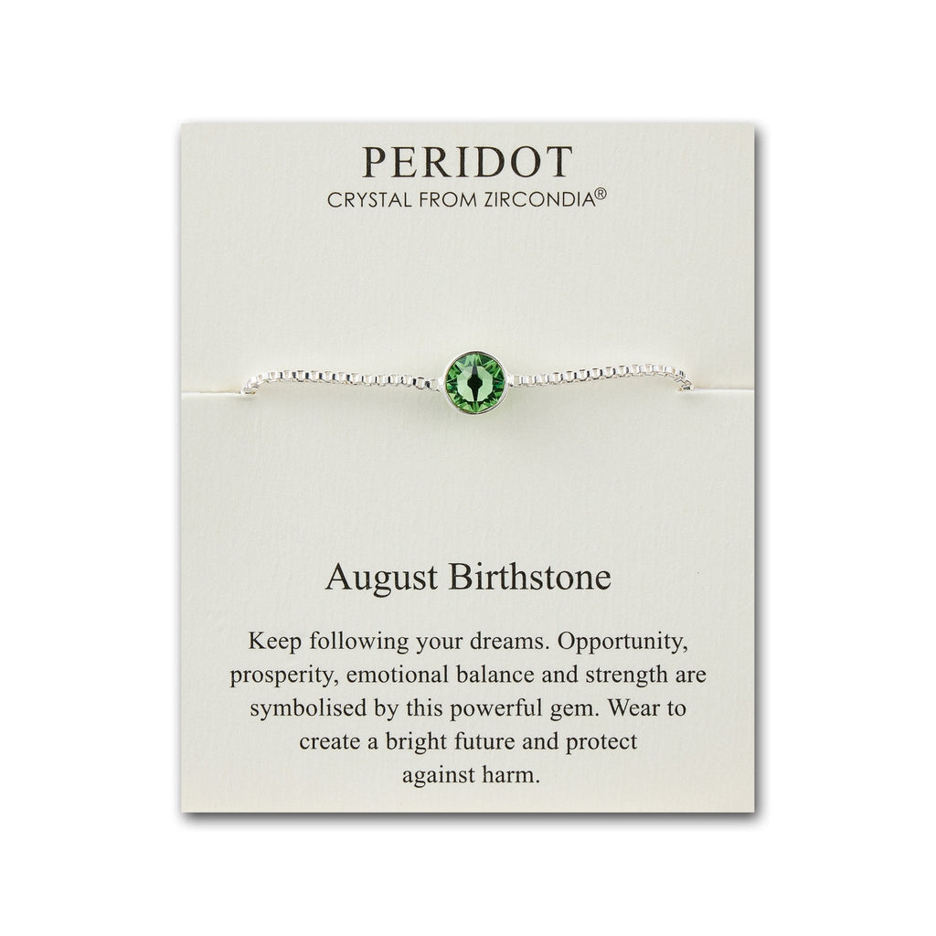 August (Peridot) Birthstone Bracelet Created with Zircondia® Crystals