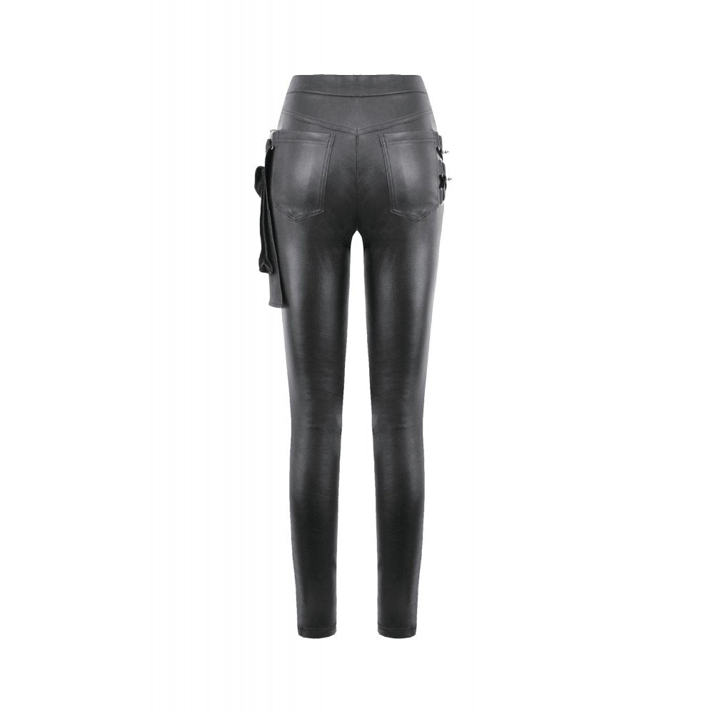 Dark in Love Punk Leather-Look Strap Detail Trousers
