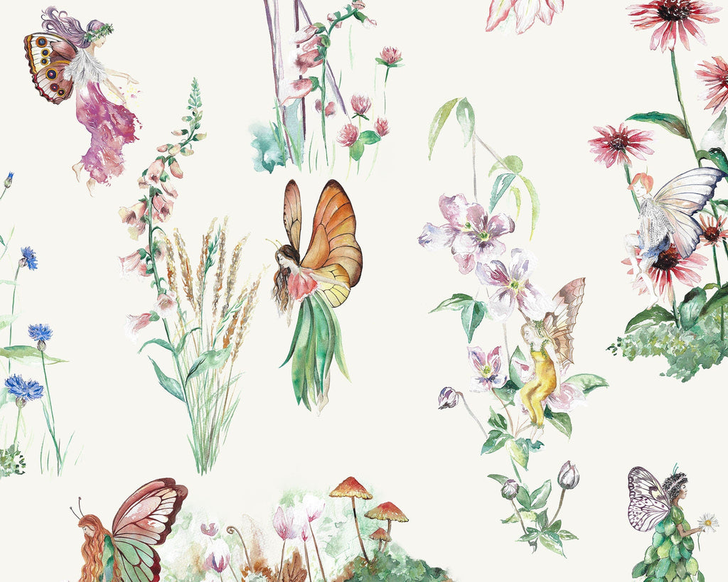 Flower Fairy Garden - Children's Cotton Curtain Fabric