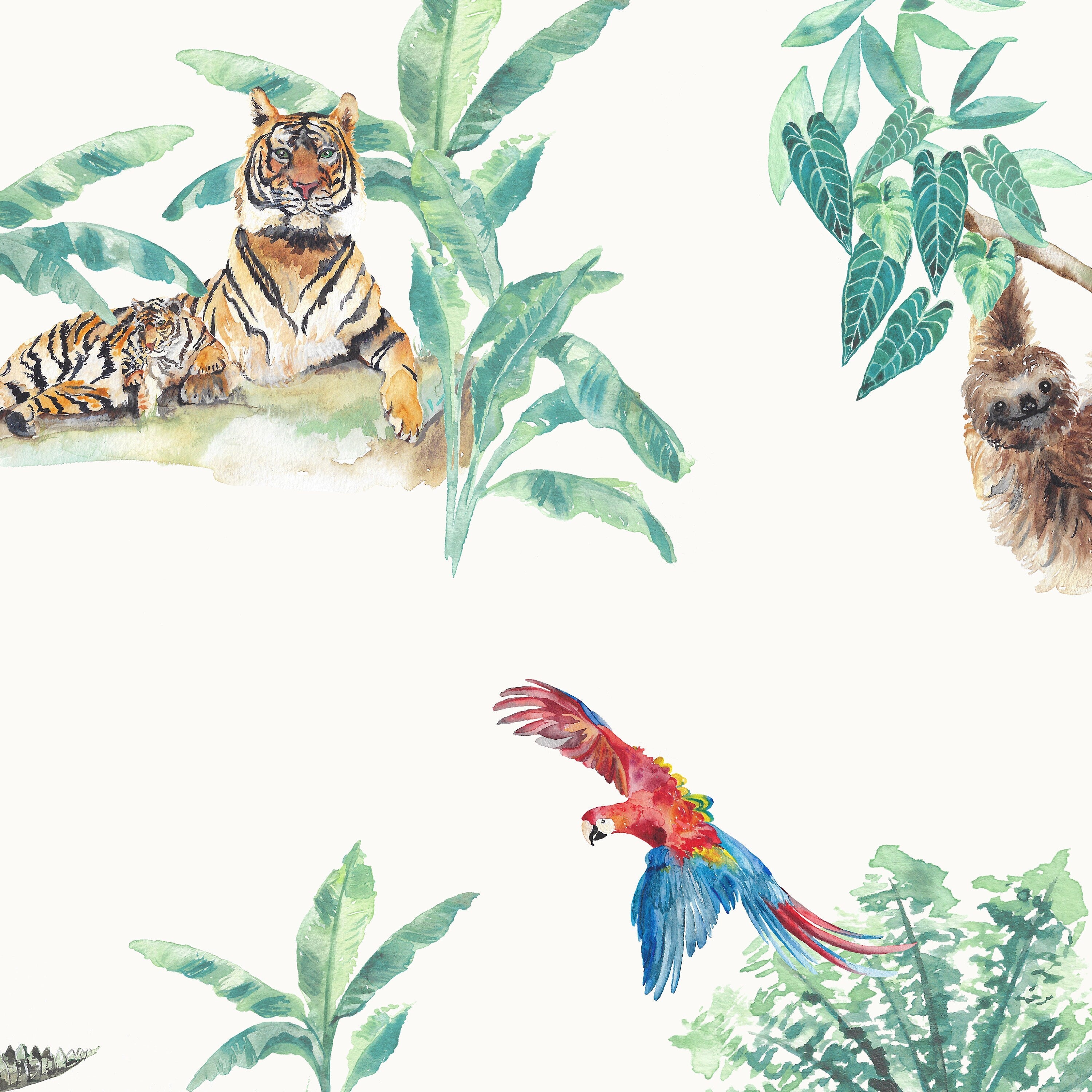 Rainforest Tropical Wildlife - Children's Curtain Fabric