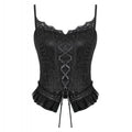 Dark in Love Black Lace Court Lace-Up Camisole