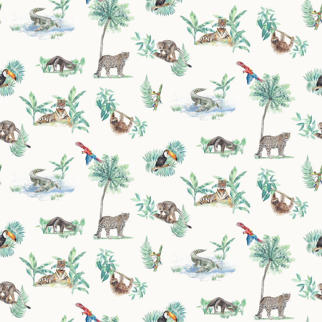 Watercolour Rainforest Wallpaper | Jungle Animals | Children's Bedroom & Nursery