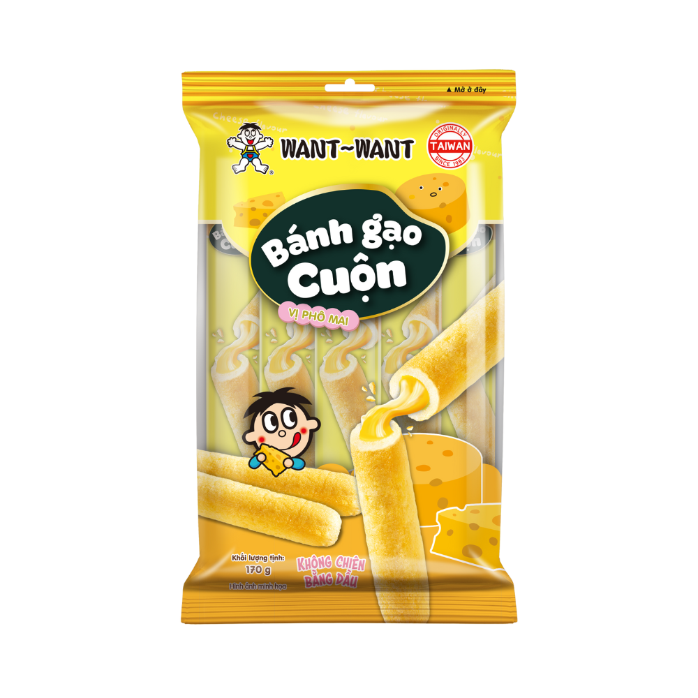 WANT WANT Banh Gao Cuon Vi Pho Mai 170g