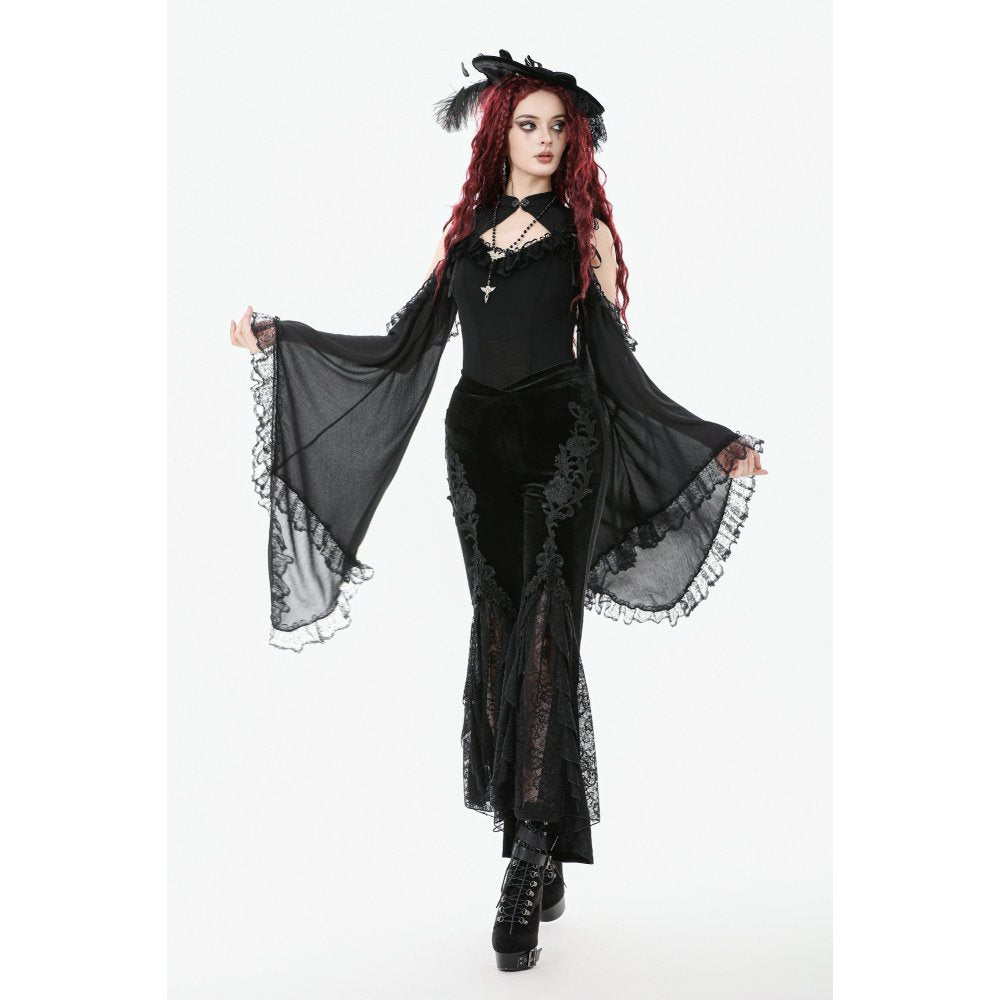Dark in Love Erzebeth Velvet Lace Flare Trousers - Size UK 16 Left Only!