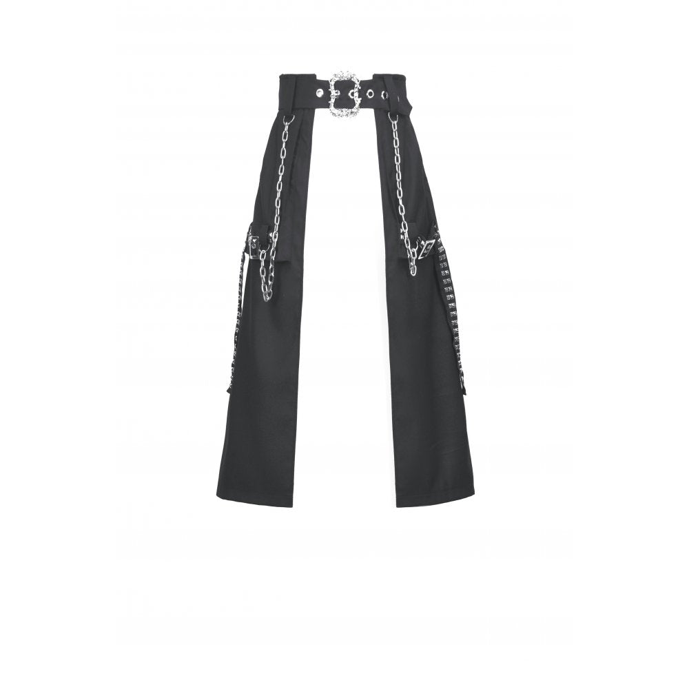 Dark in Love Chain Belt Layered Goth Skirt in Black