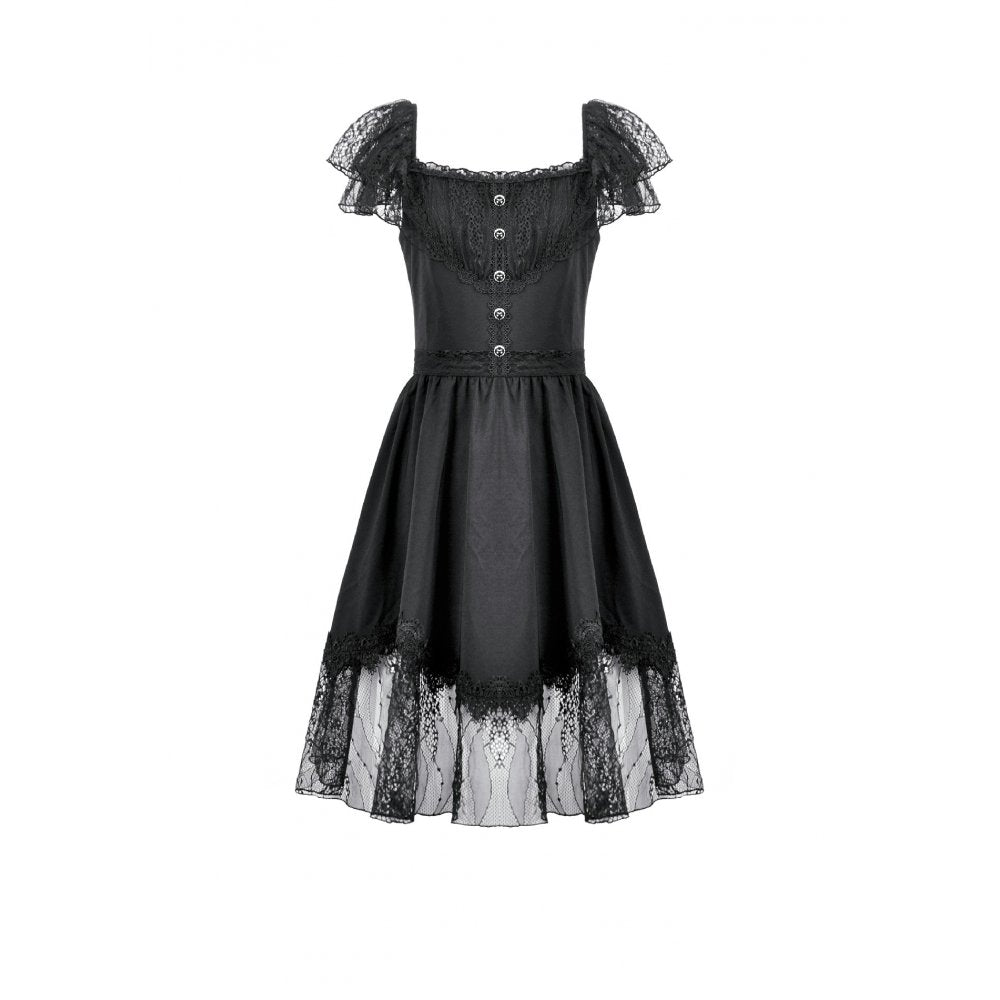 Dark in Love Black Gothic Sweet Bow Lace Lolita Dress