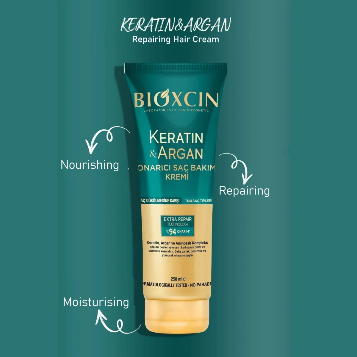 Bioxcin Keratin & Argan Repairing Conditioner for Dry and Damaged Hair