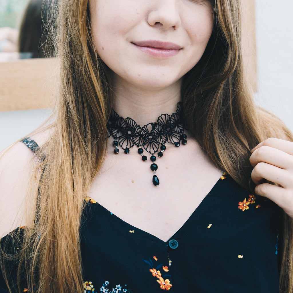 Black Crystal Choker Set