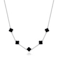 Black Onyx Gemstone Multi Clover Necklace