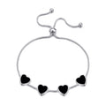 Black Onyx Gemstone Multi Heart Friendship Slider Bracelet