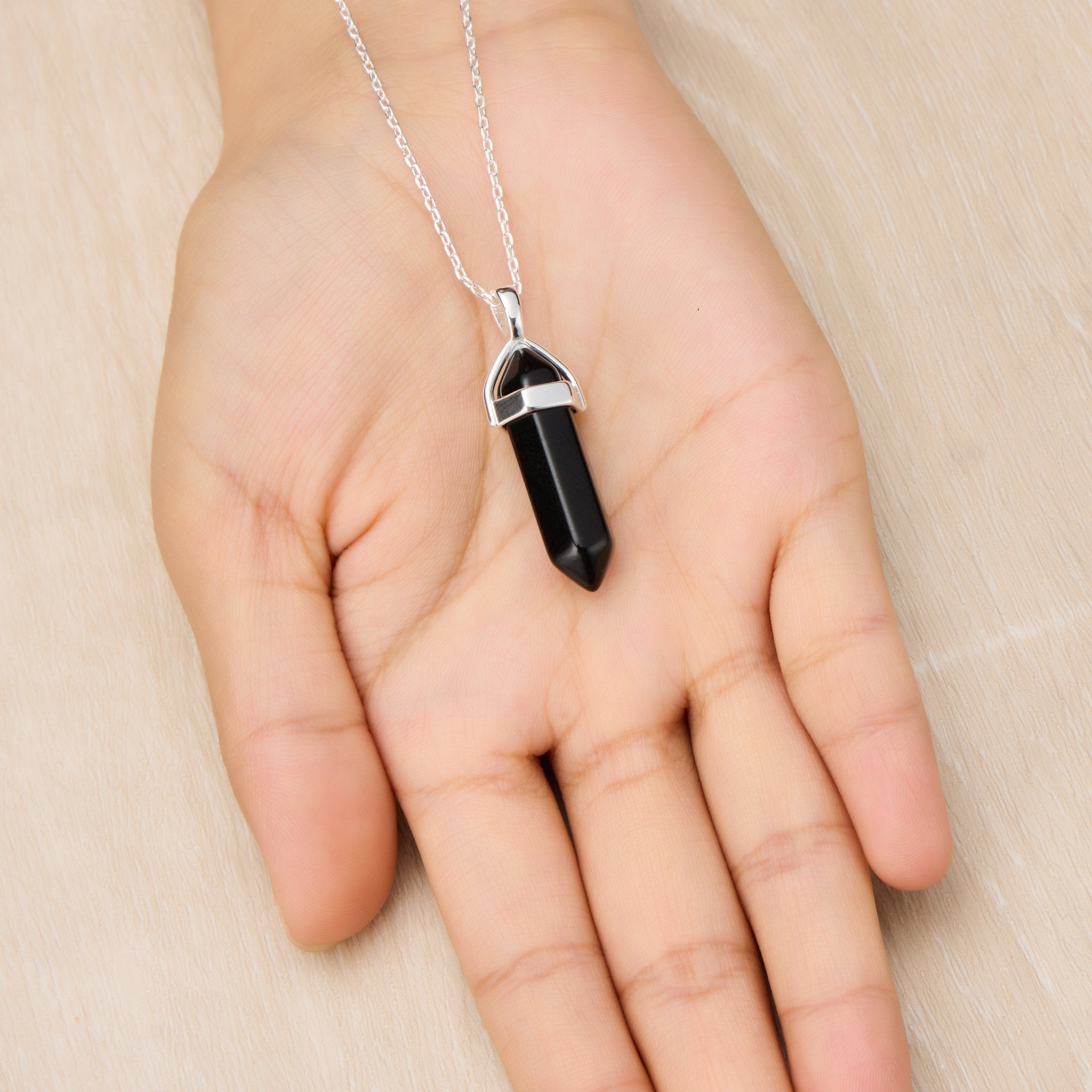 Black Onyx Gemstone Necklace with Quote Card