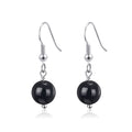 Black Onyx Gemstone Round Drop Earrings