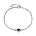 Black Onyx Heart Gemstone Bracelet Created with Zircondia® Crystals