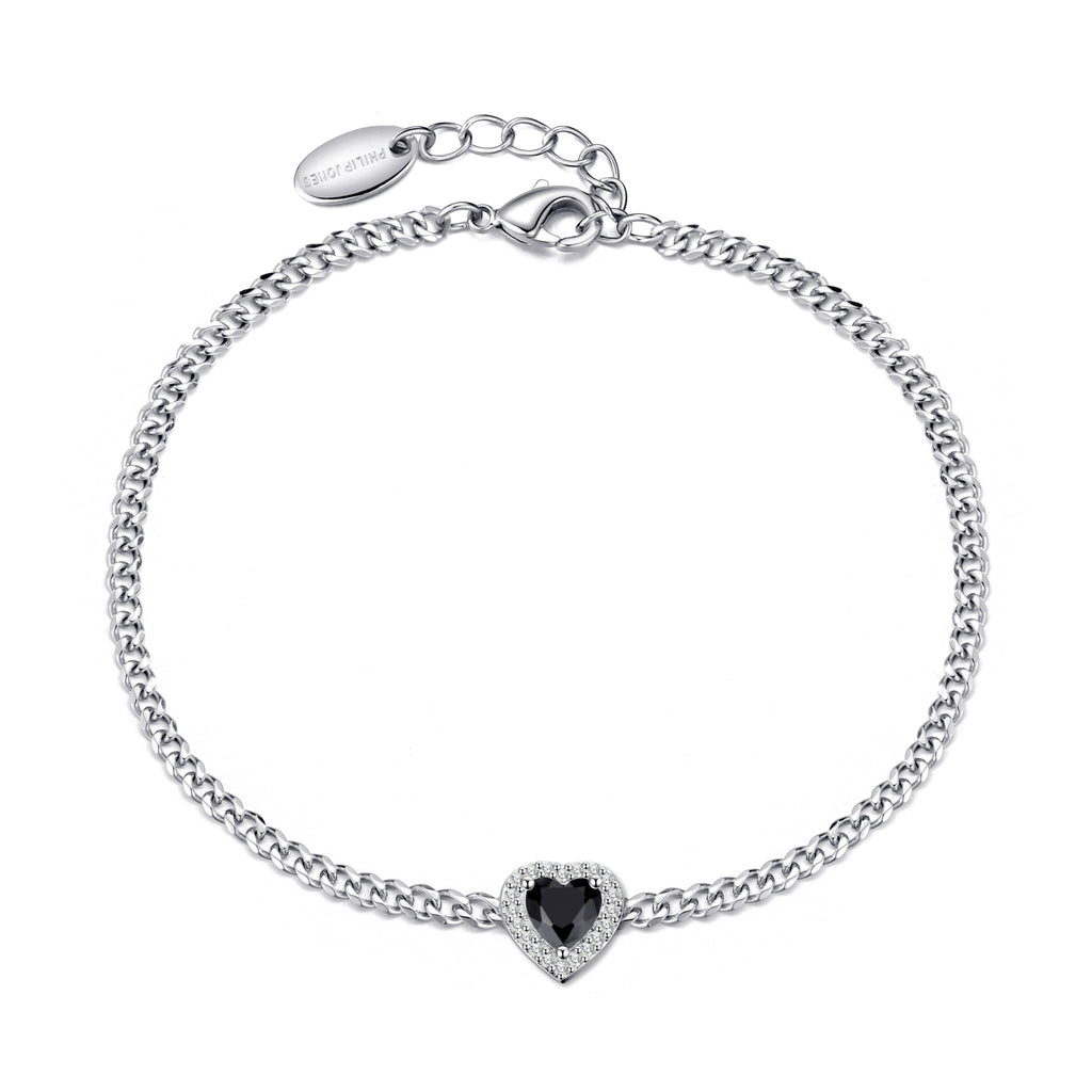 Black Onyx Heart Gemstone Bracelet with Quote Card Created with Zircondia® Crystals