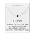 Black Onyx Heart Gemstone Bracelet with Quote Card Created with Zircondia® Crystals