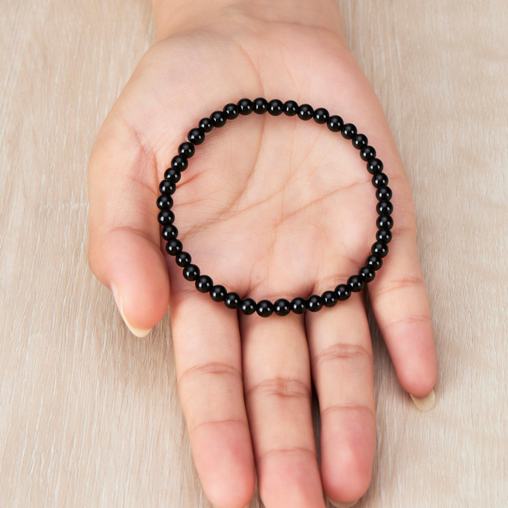 Black Onyx Mini Beaded Gemstone Stretch Bracelet