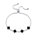 Black Onyx Multi Clover Friendship Slider Bracelet