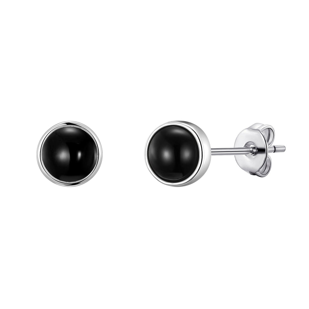 Black Onyx Stud Earrings with Quote Card
