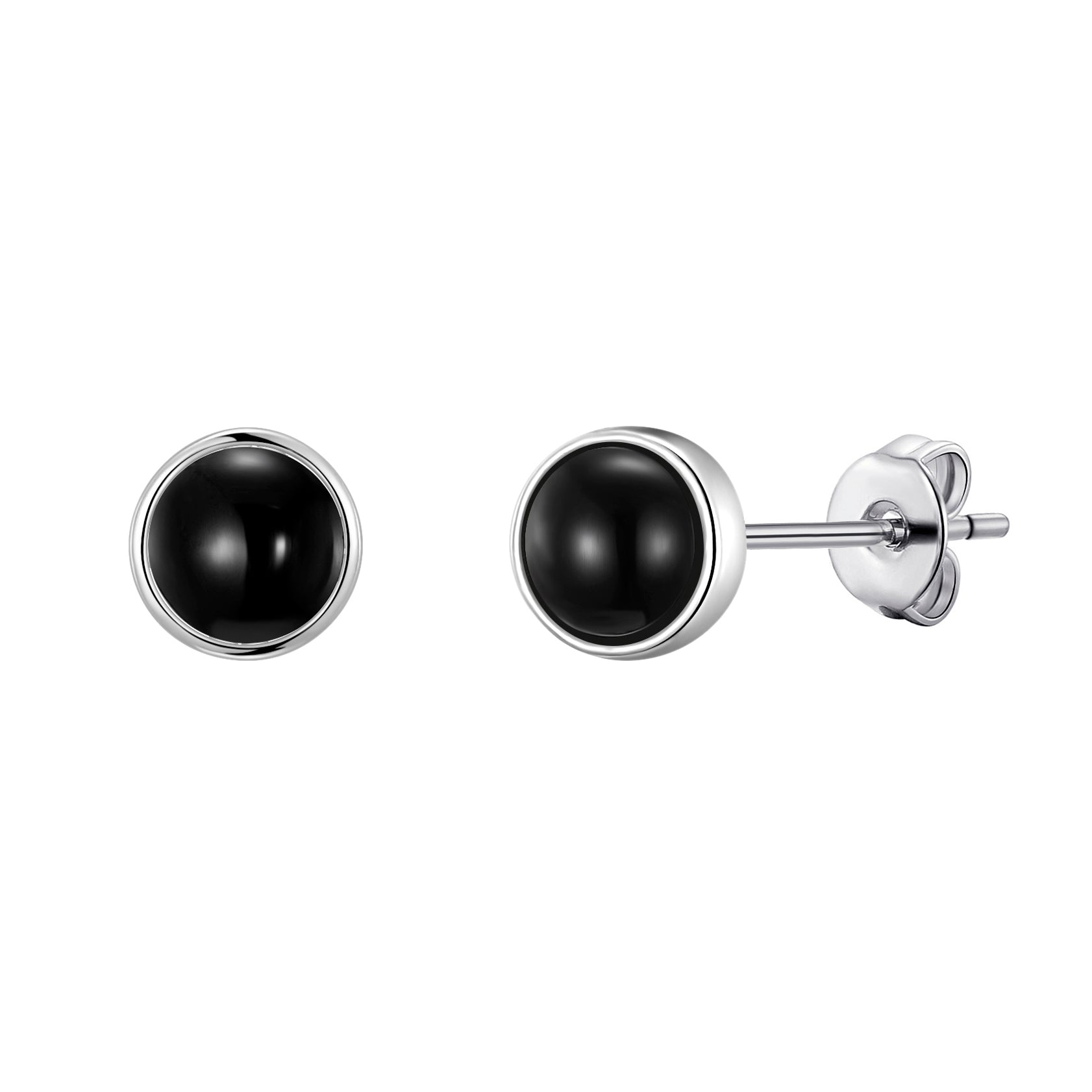 Black Onyx Stud Earrings with Quote Card