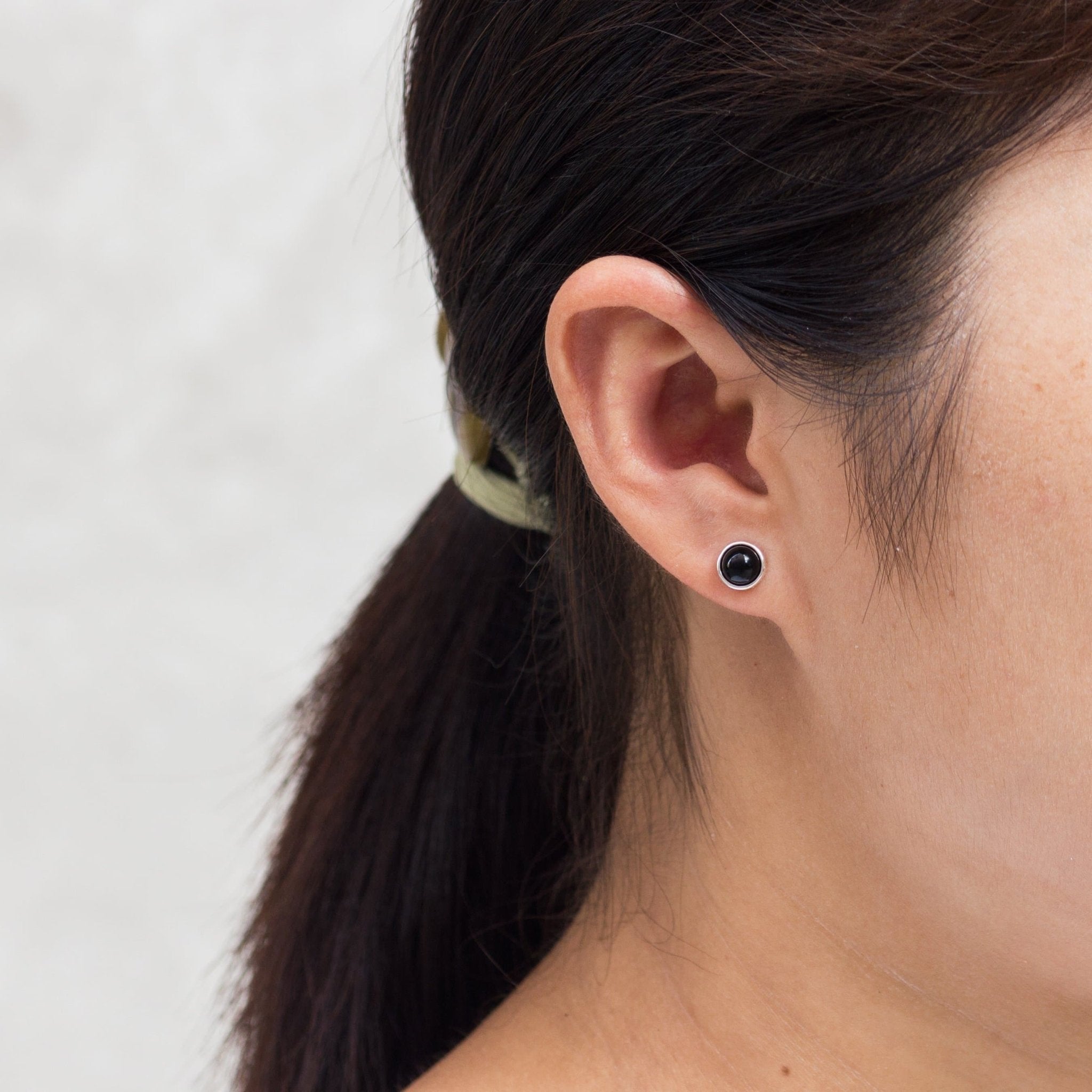 Black Onyx Stud Earrings with Quote Card
