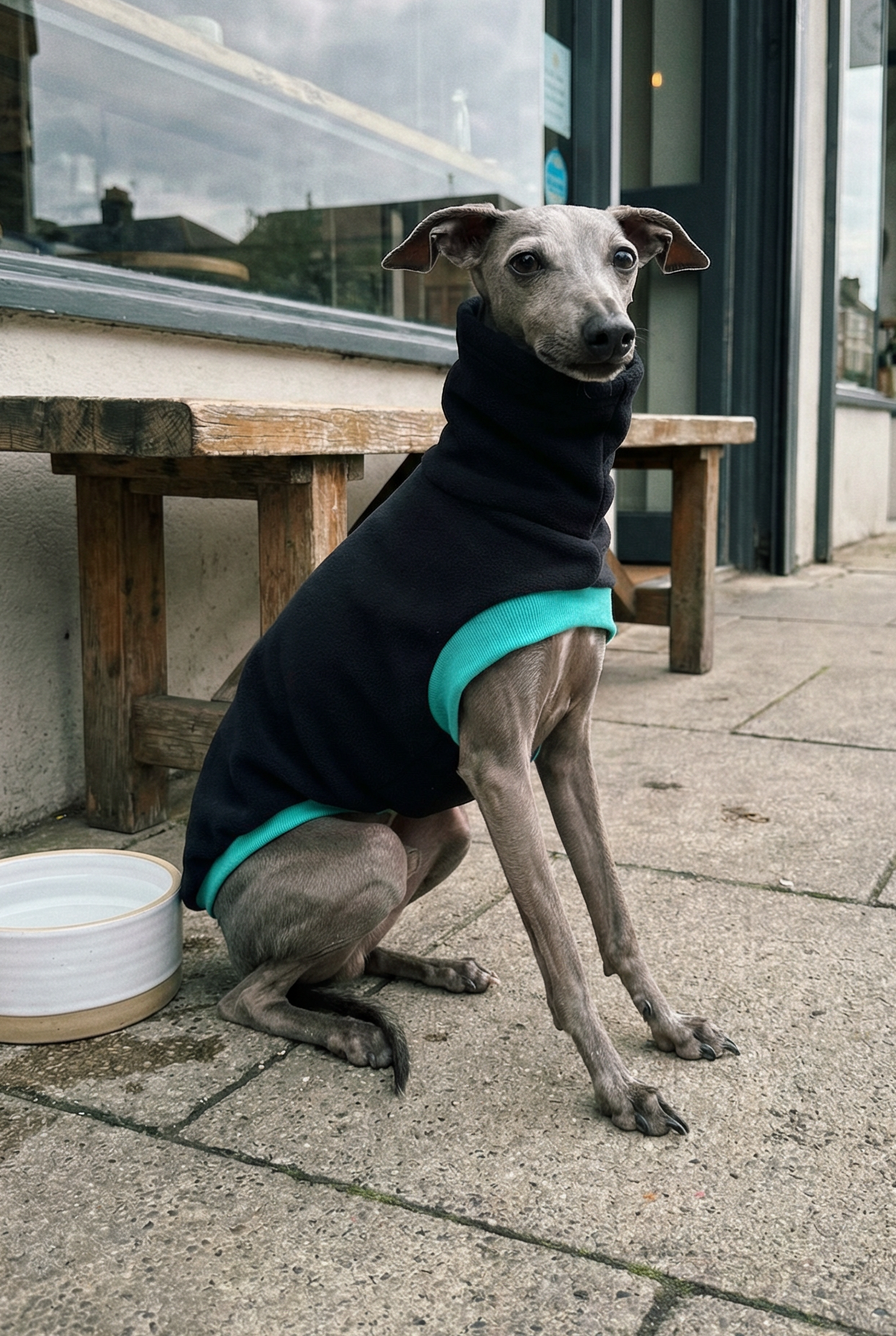 Open-Leg Fleece Vest - Black & Aqua