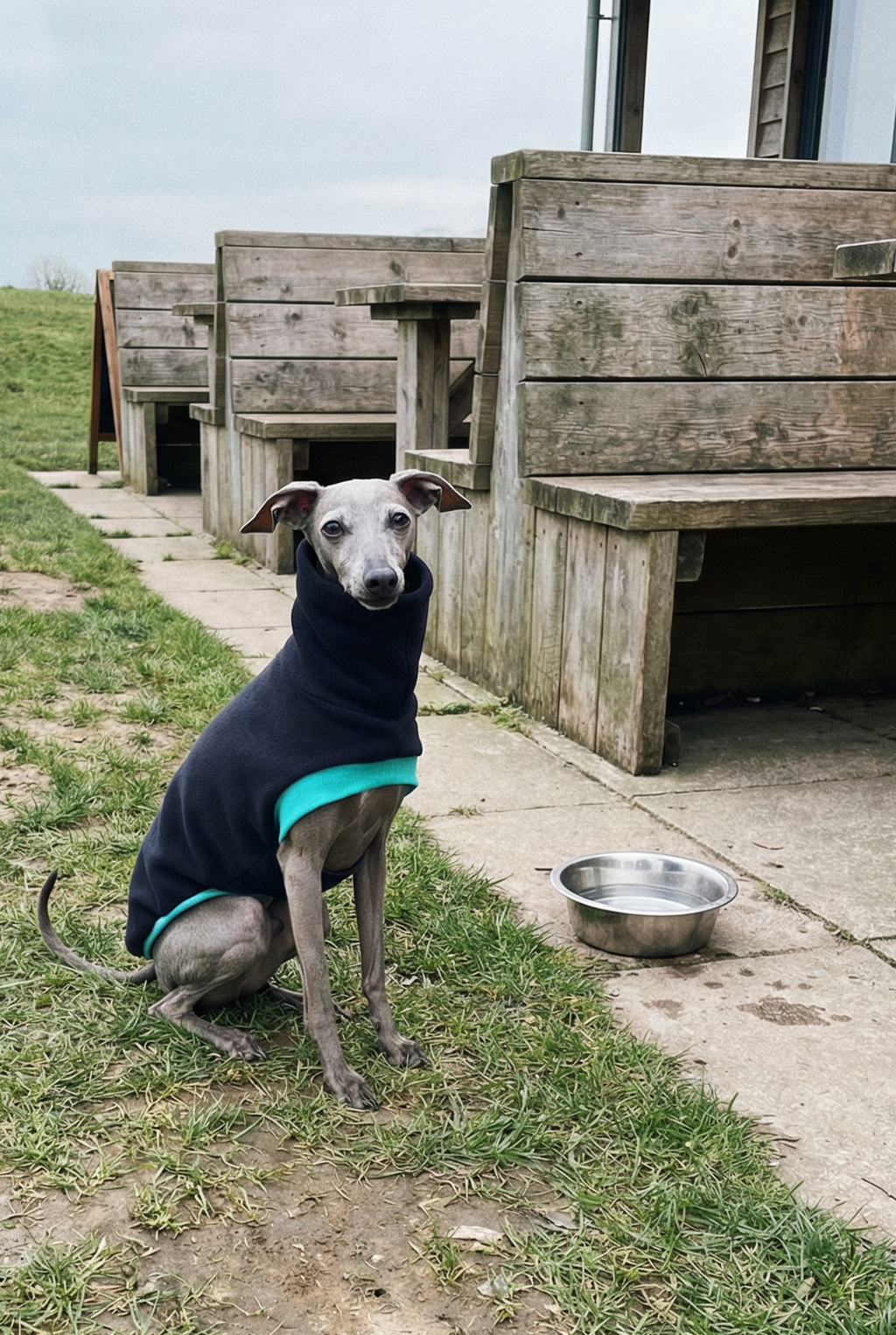 Open-Leg Fleece Vest - Black & Aqua