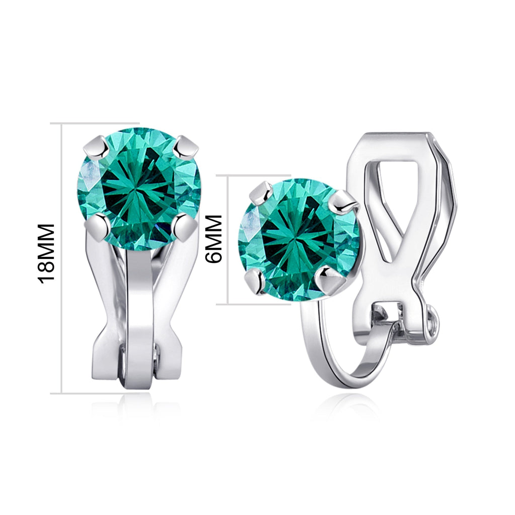 Blue Crystal Clip On Earrings Created with Zircondia® Crystals