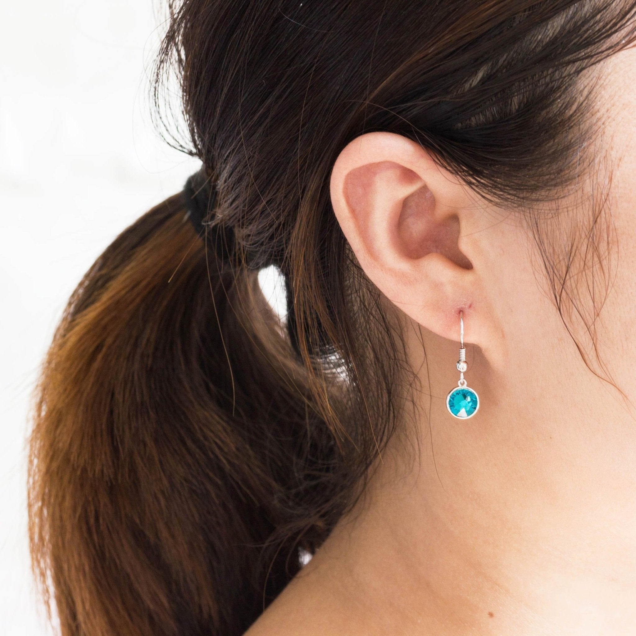 Blue Crystal Drop Earrings Created with Zircondia® Crystals
