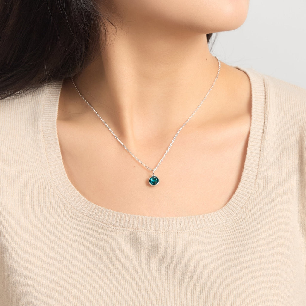 Blue Crystal Necklace Created with Zircondia® Crystals