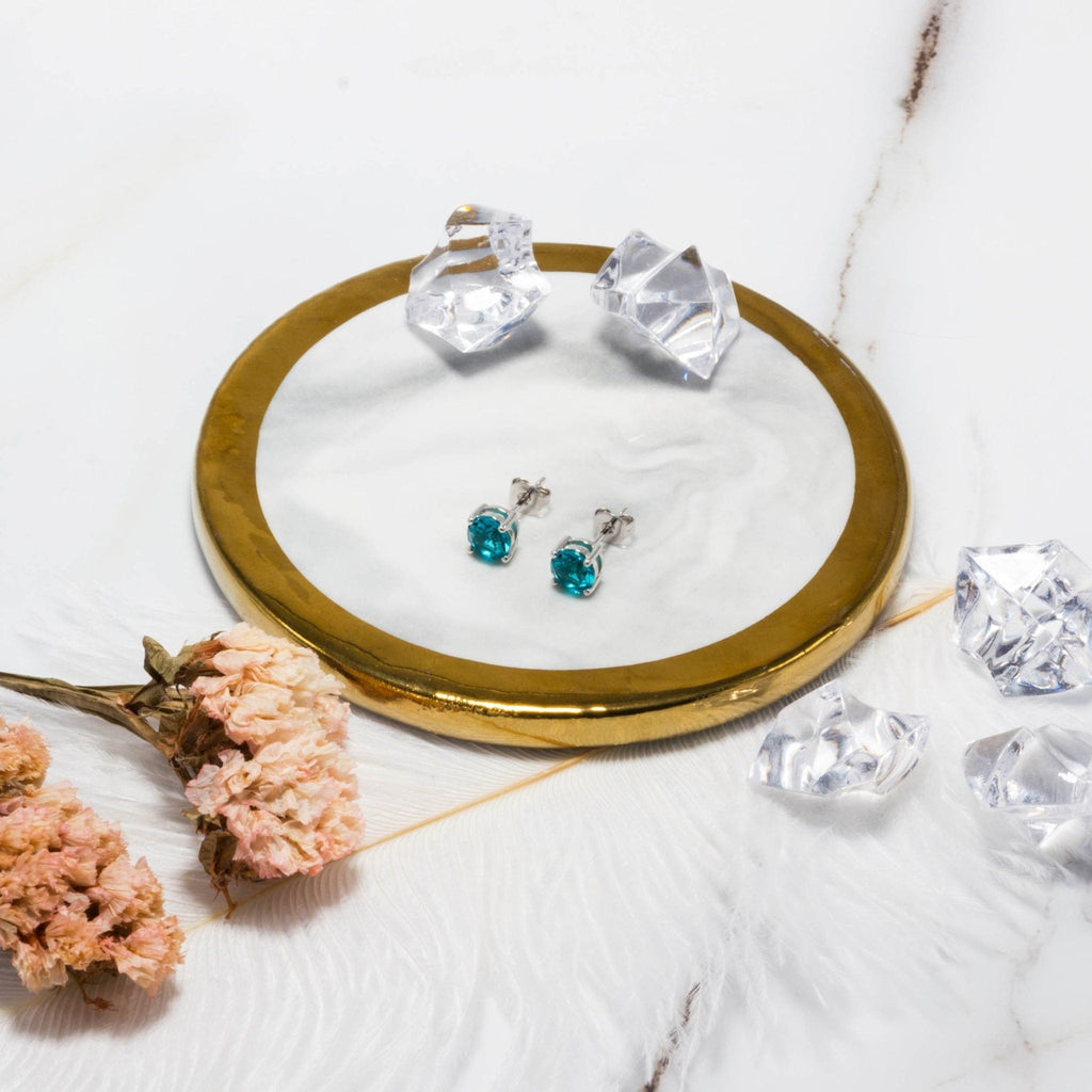 Blue Stud Earrings Created with Zircondia® Crystals